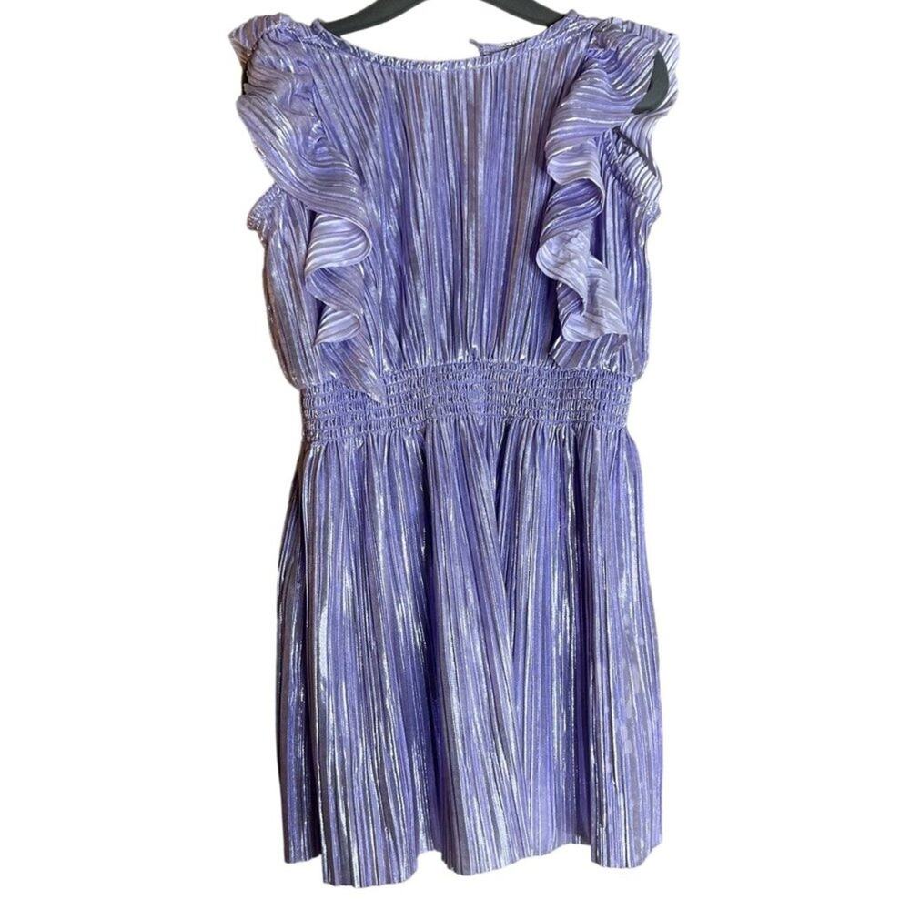 J. Crew Crewcut Style #AV331 ruffle trim shimmer lilac dress Girl Size XXS Smoke
